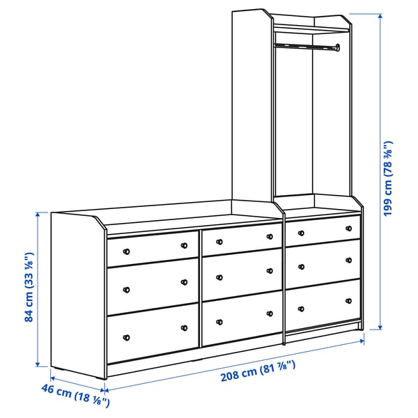 HAUGA storage combination, white, 208x199 cm