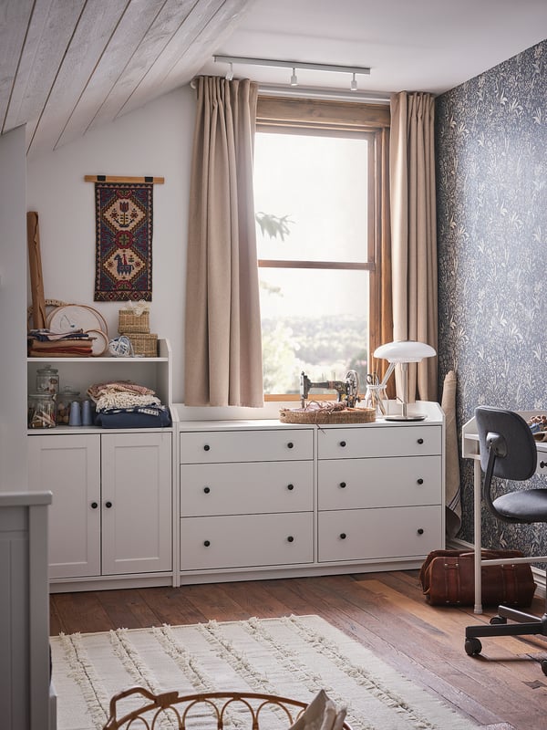 HAUGA furniture combination, white, 208x116 cm