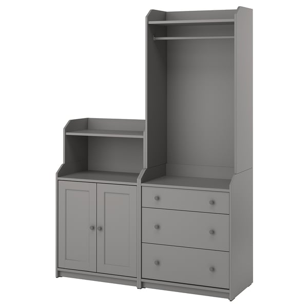 HAUGA storage combination, grey, 139x46x199 cm
