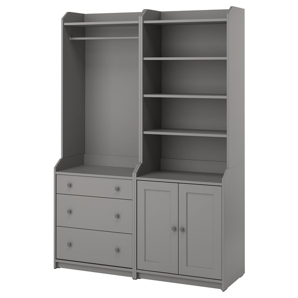 HAUGA storage combination, grey, 139x46x199 cm