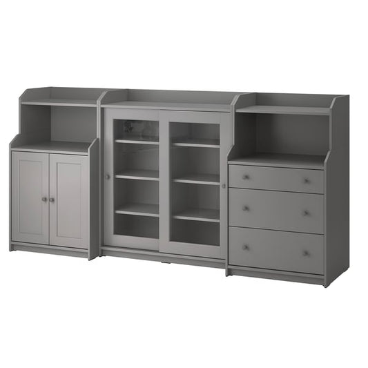 HAUGA furniture combination, gray, 244x46x116 cm