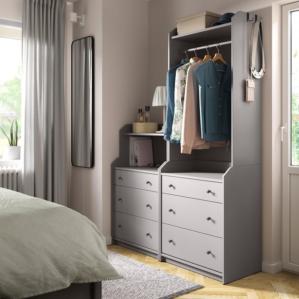 HAUGA furniture combination, gray, 140x199 cm