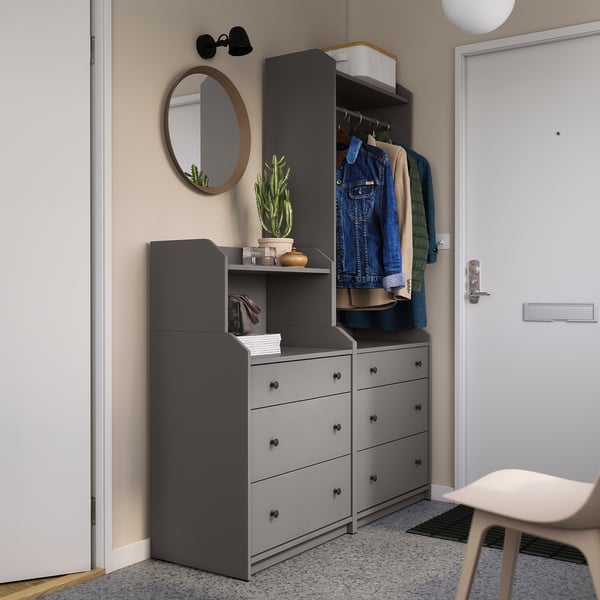 HAUGA furniture combination, gray, 140x199 cm