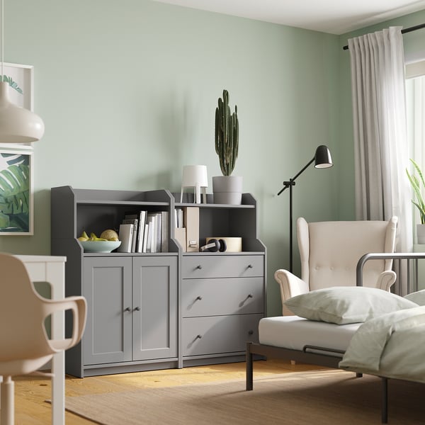 HAUGA - HAUGA Storage combination, grey, 139x46x116 cm