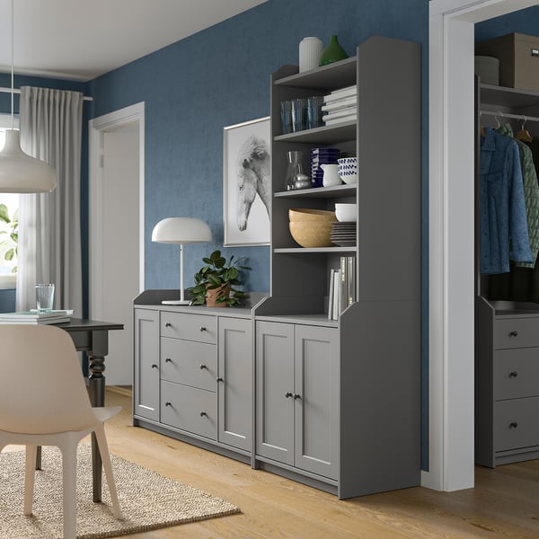 HAUGA storage combination, grey, 210x46x199 cm