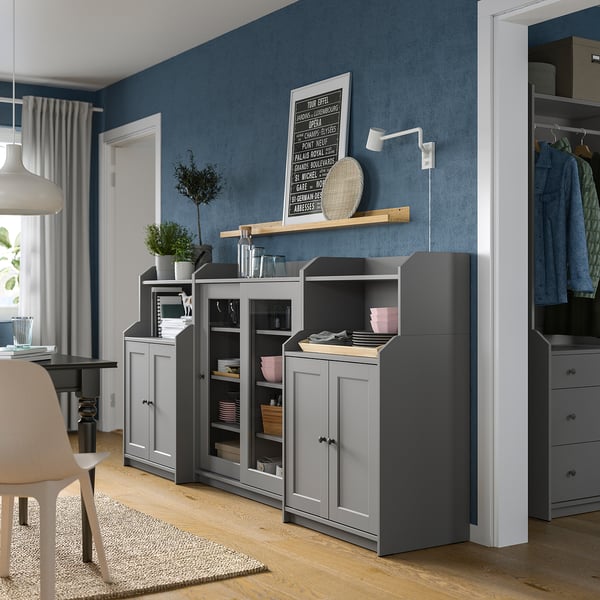 HAUGA storage combination, grey, 244x46x116 cm