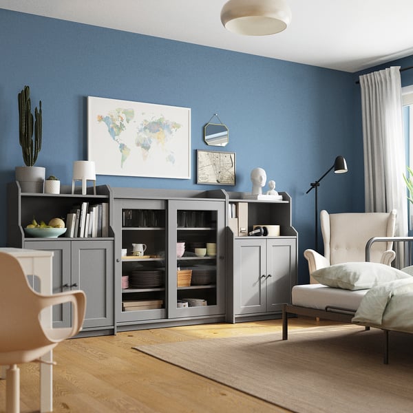 HAUGA storage combination, grey, 244x46x116 cm