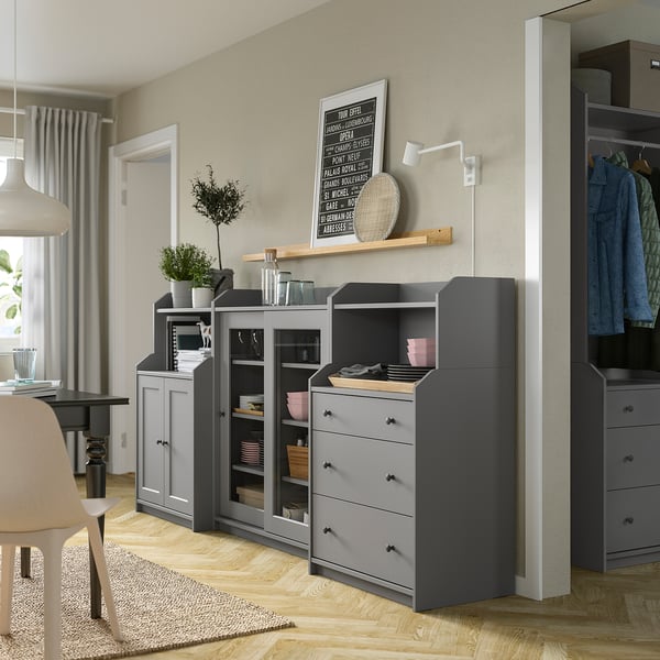 HAUGA - HAUGA Storage combination, grey, 244x46x116 cm