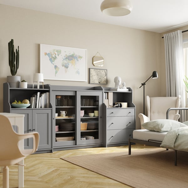 HAUGA - HAUGA Storage combination, grey, 244x46x116 cm