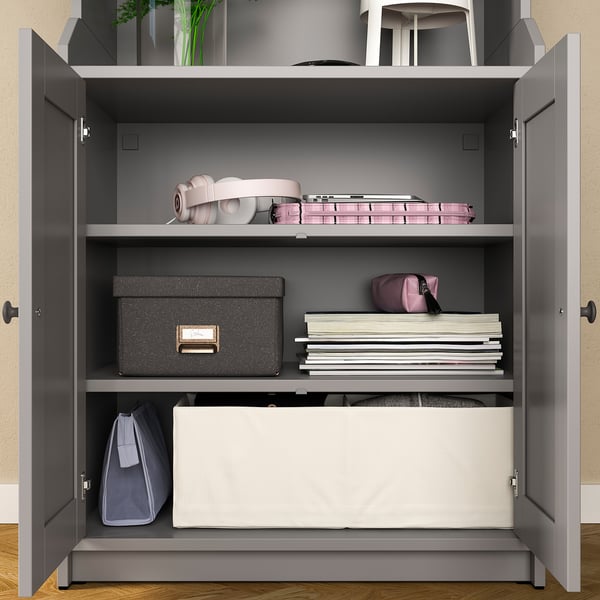 HAUGA storage combination, grey, 139x46x199 cm