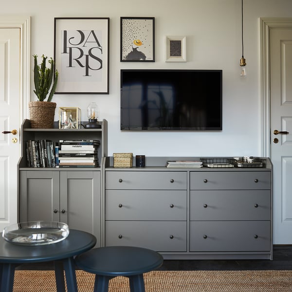 HAUGA furniture combination, gray, 208x116 cm