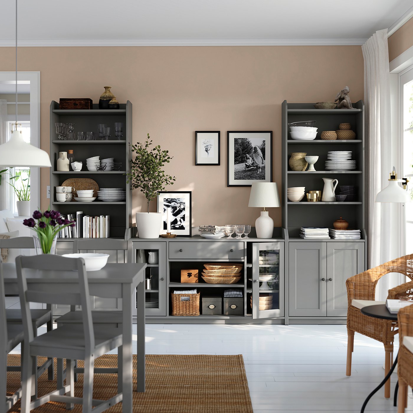 HAUGA storage combination, grey, 279x46x199 cm