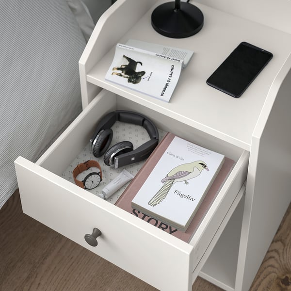 HAUGA - HAUGA Bedside table, white, 40x36 cm