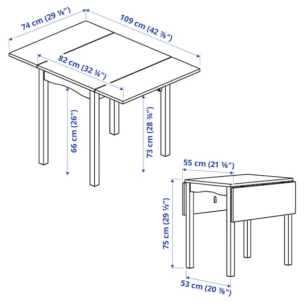 Ikea HAUGA / FRÖSVI - Table and 2 folding chairs, white/white, 55/82/109x74 cm