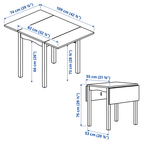 HAUGA / FRÖSVI - HAUGA / FRÖSVI Table and 2 folding chairs, white/white, 55/82/109x74 cm