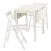 HAUGA / FRÖSVI table and 2 folding chairs, white/white, 55/82/109x74 cm