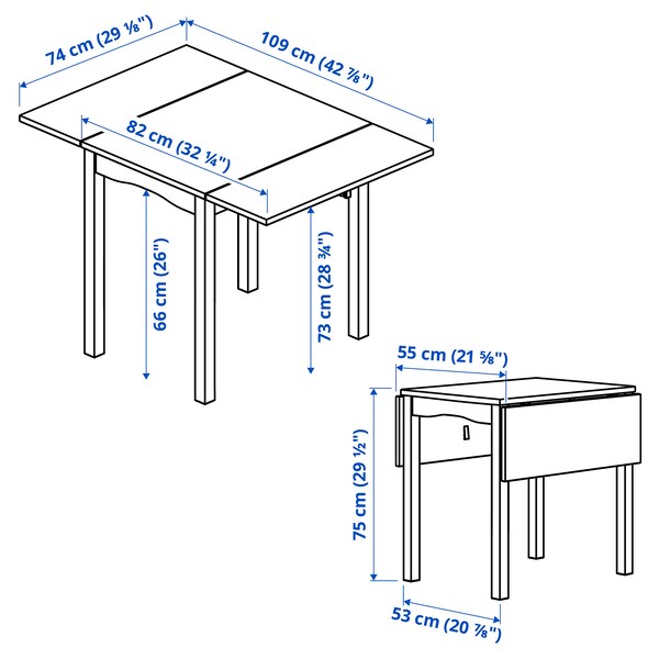 HAUGA / FRÖSVI - Table and 2 folding chairs, grey/black, 55x82x109/74 cm