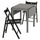 HAUGA / FRÖSVI - HAUGA / FRÖSVI Table and 2 folding chairs, grey/black, 55x82x109/74 cm