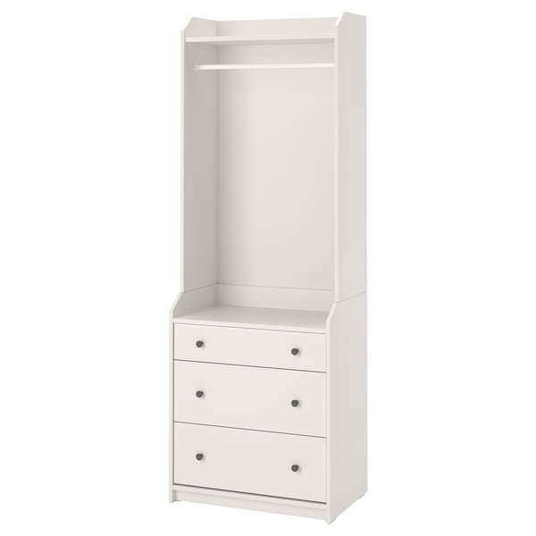 HAUGA open wardrobe with 3 drawers, white, 70x199 cm