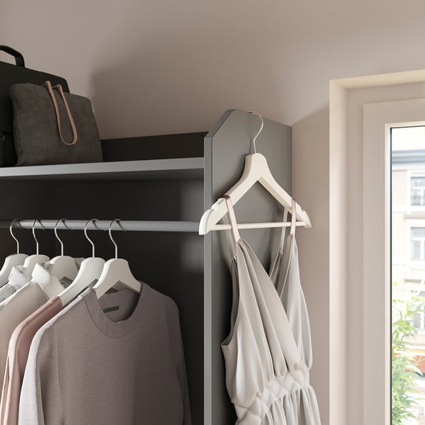 HAUGA open wardrobe with 3 drawers, grey, 70x199 cm