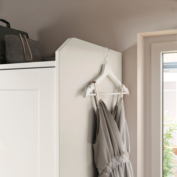 HAUGA wardrobe with sliding doors, white, 118x55x199 cm