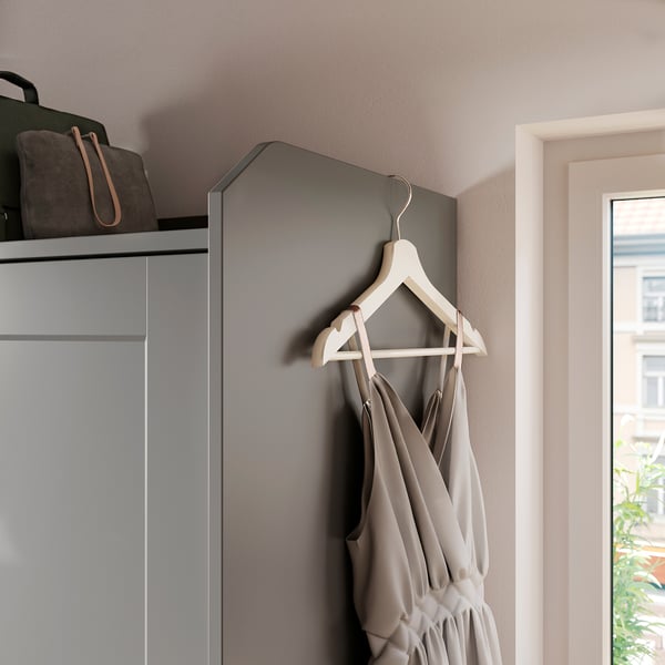 HAUGA - Wardrobe with sliding doors, grey, 118x55x199 cm