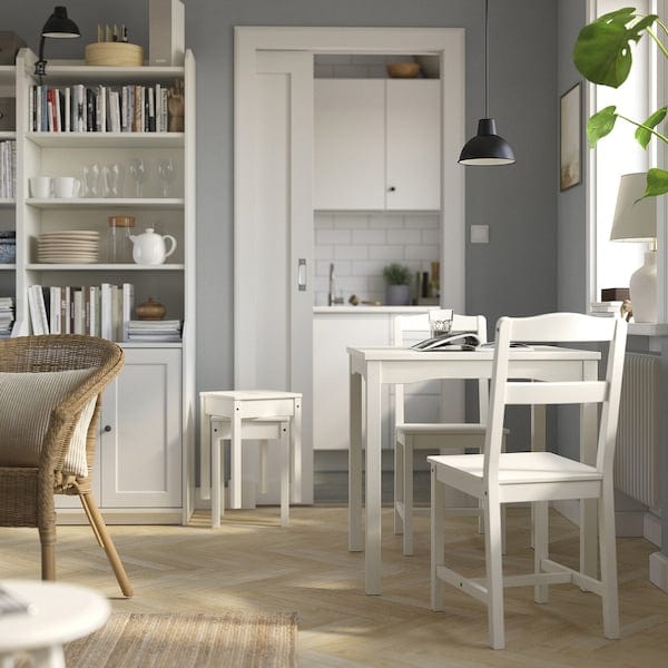 Ikea HAUGA / HAUGA - Table and 2 chairs, white/white,74x74 cm