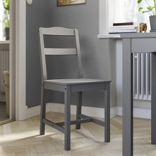 HAUGA / HAUGA - Table and 2 chairs, gray/grey,74x74 cm