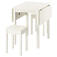 HAUGA / HAUGA table and 2 stools, white/white, 55/82/109x74 cm