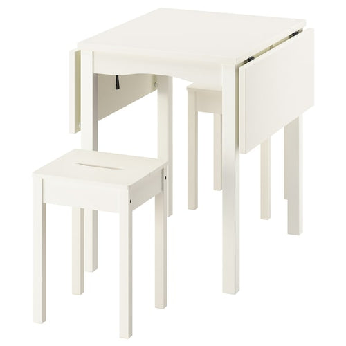 HAUGA / HAUGA - Table and 2 stools, white/white,55/82/109x74 cm