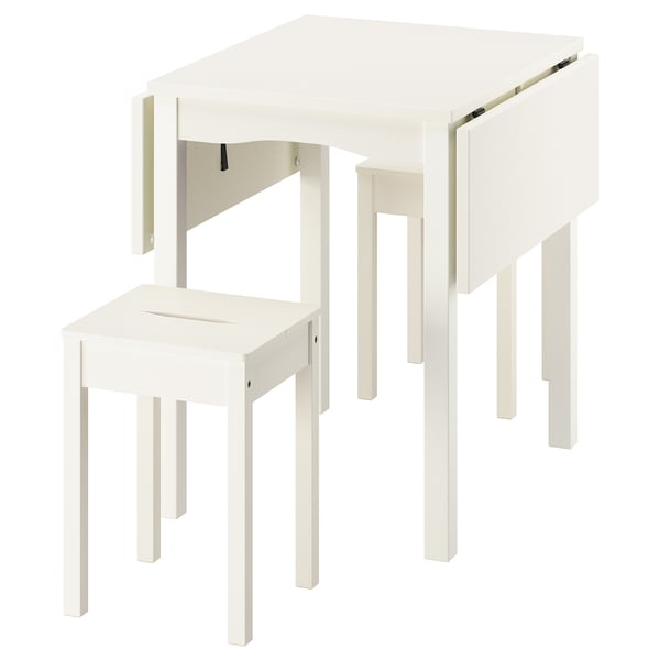 HAUGA / HAUGA table and 2 stools, white/white, 55/82/109x74 cm