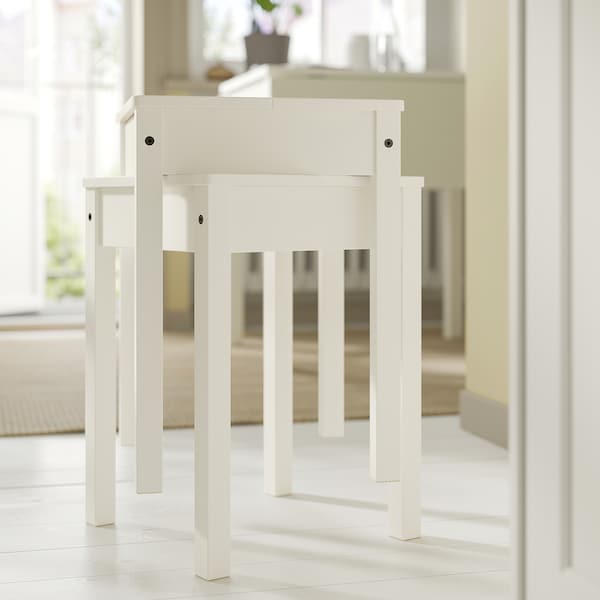 HAUGA / HAUGA - Table and 2 stools, white/white,55/82/109x74 cm