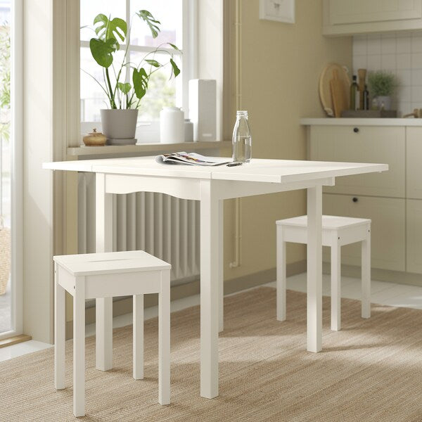 HAUGA / HAUGA - Table and 2 stools, white/white,55/82/109x74 cm