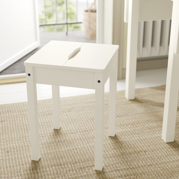 HAUGA / HAUGA table and 2 stools, white/white, 55/82/109x74 cm