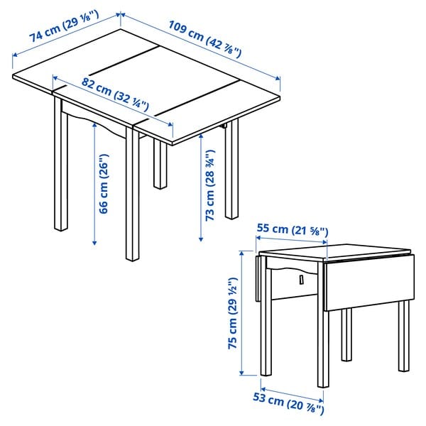 Ikea HAUGA / HAUGA - Table and 2 stools, gray/grey,55x82x109/74 cm