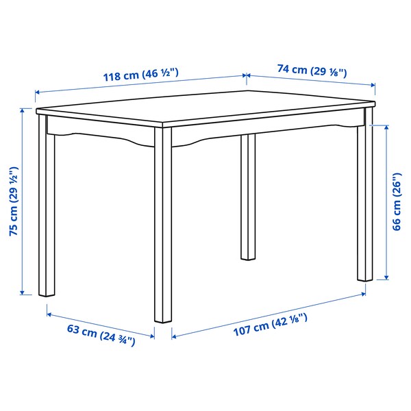 HAUGA / HAUGA - Table and 4 chairs, white/white, 118x74 cm