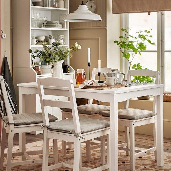 Ikea HAUGA / HAUGA - Table and 4 chairs, white/white, 118x74 cm