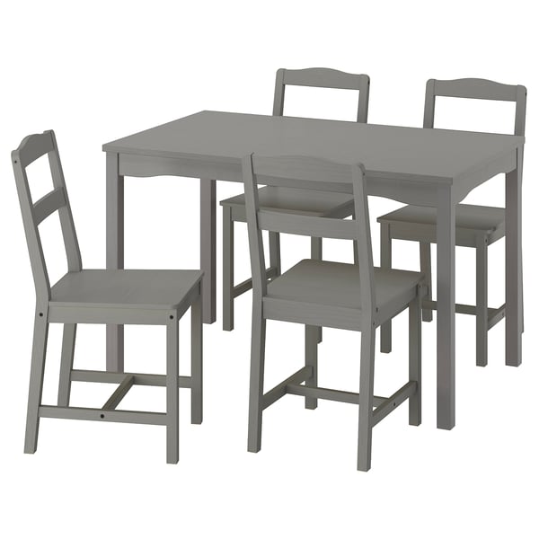 HAUGA / HAUGA table and 4 chairs, grey/grey, 118x74 cm