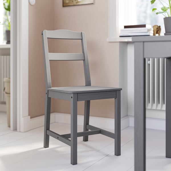 HAUGA / HAUGA table and 4 chairs, grey/grey, 118x74 cm