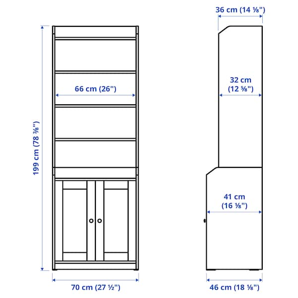 HAUGA - High cabinet with 2 doors, white, 70x199 cm