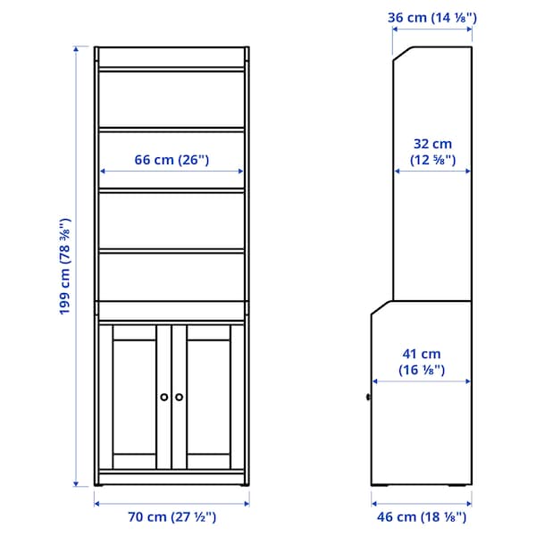 Ikea HAUGA - High cabinet with 2 doors, grey, 70x199 cm