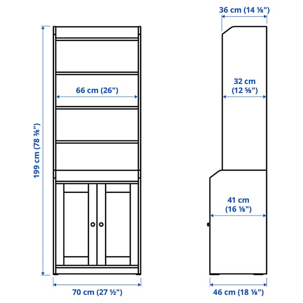 HAUGA - HAUGA High cabinet with 2 doors, grey, 70x199 cm