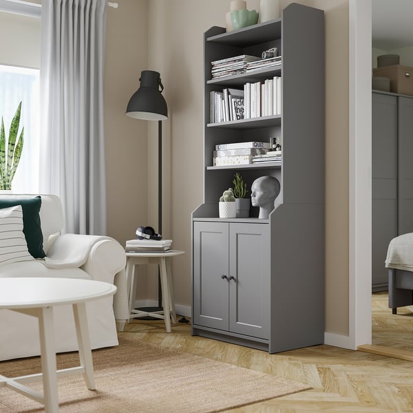 HAUGA high cabinet with 2 doors, grey, 70x199 cm