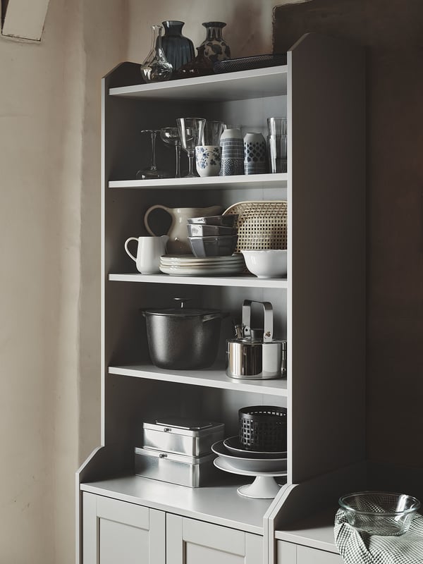HAUGA - HAUGA High cabinet with 2 doors, grey, 70x199 cm