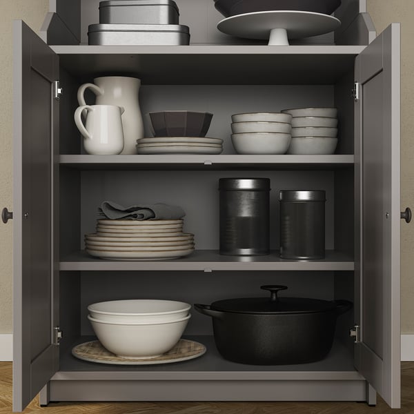 HAUGA cabinet with 2 doors, grey, 70x116 cm
