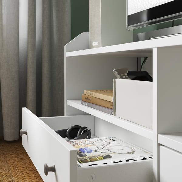 HAUGA - HAUGA TV bench, white, 138x36x54 cm