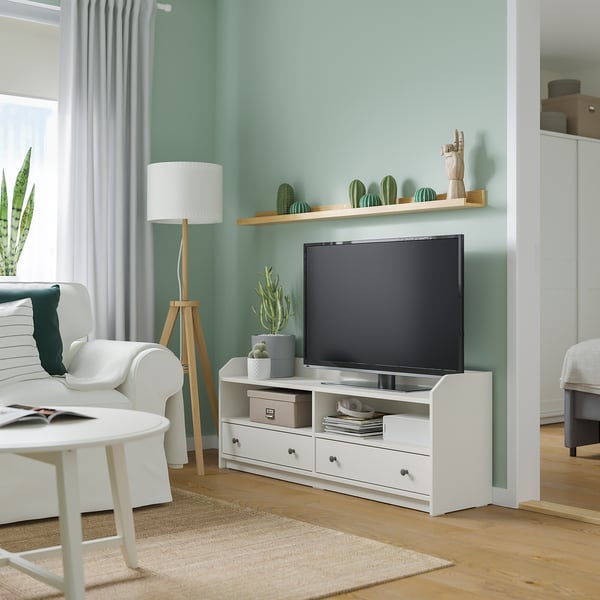 HAUGA - HAUGA TV bench, white, 138x36x54 cm