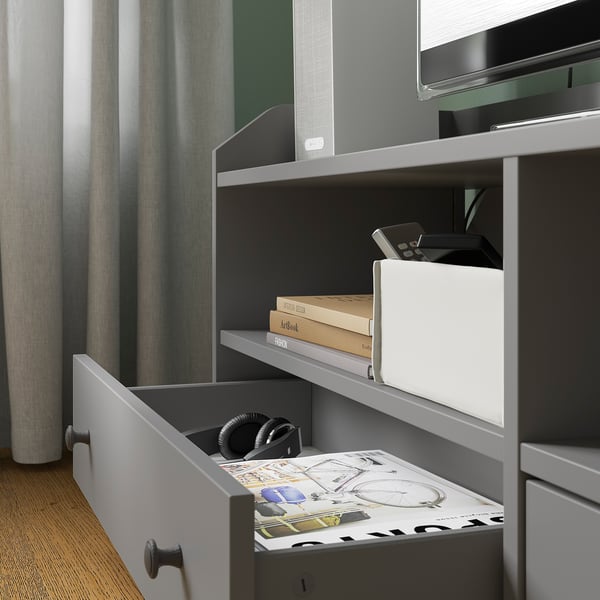 HAUGA - HAUGA TV bench, grey, 138x36x54 cm