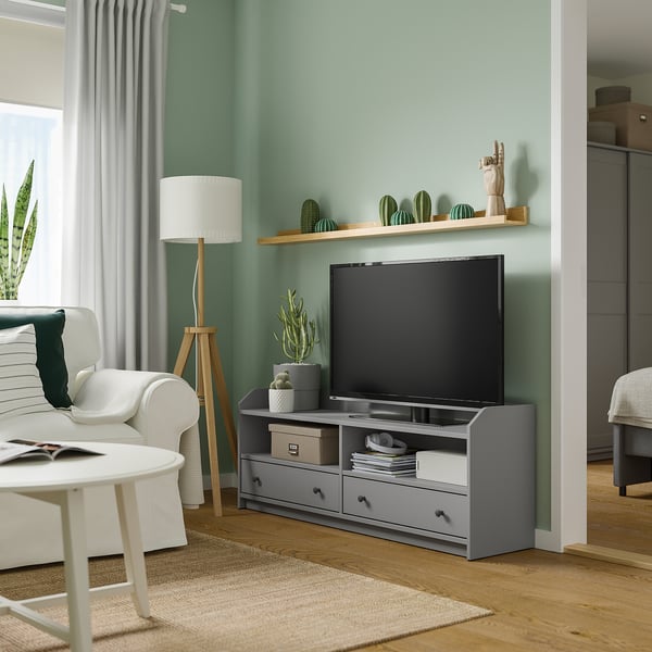 HAUGA - HAUGA TV bench, grey, 138x36x54 cm