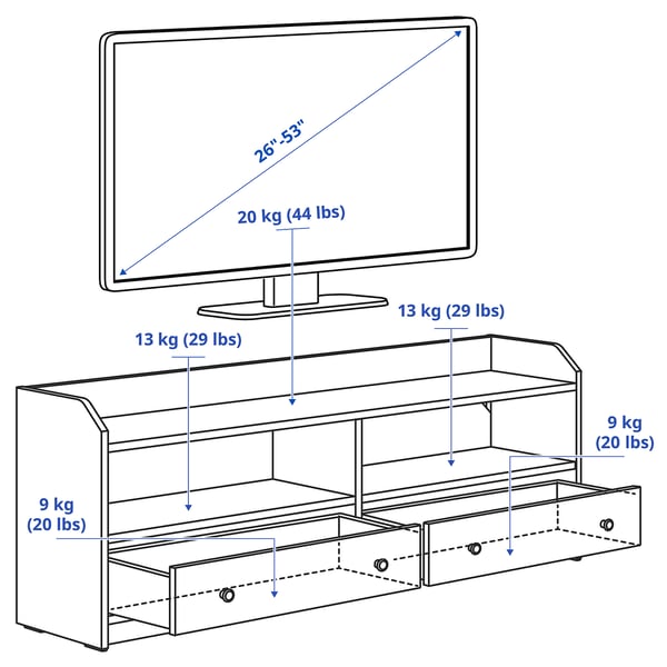 HAUGA - HAUGA TV bench, grey, 138x36x54 cm